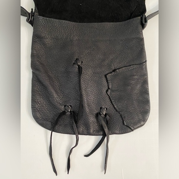 ERDA Vtg Handmade Deer- hide Shoulder crossbody Black purse Unique & stylish - Picture 10 of 16